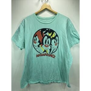 Animaniacs Teal Retro 100% Cotton Cartoon Graphic T-Shirt Shirt Men's 2XL 52"